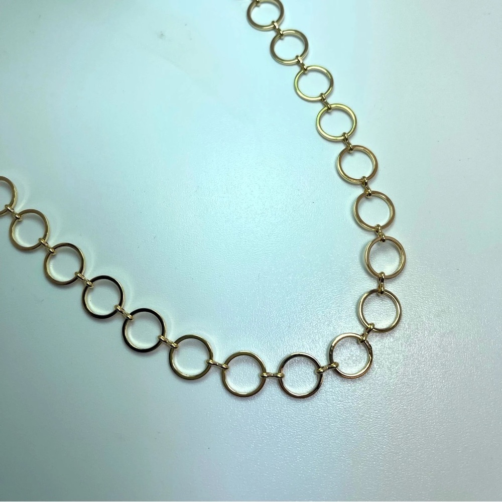 Gold Toned Circle Chain Link Toggle Clasp Necklace 18.5 Inches Long
